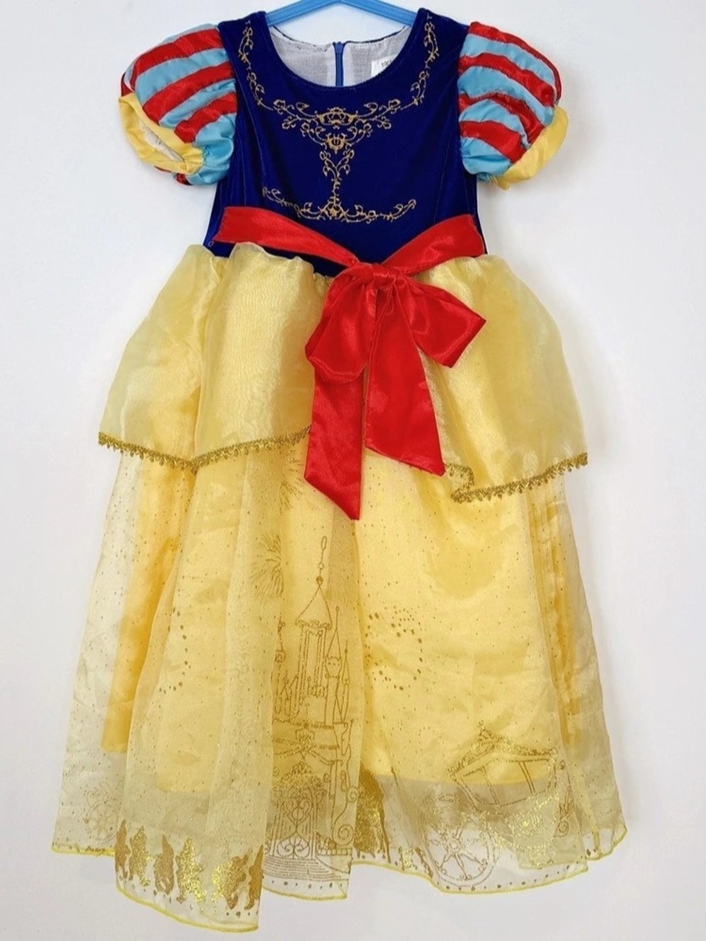Disney Snow White Girls Dress Costume Blue/Yellow/Red Zipper Polyester 7-8
